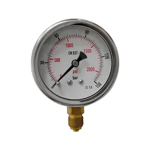 Bottom Connection Manometer Glycerin Filled 40kpa Pressure Gauges