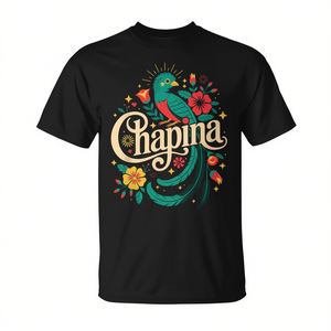 T-shirt Chapina Guatemalan Pride con design Quetzal Bird, stampa serigrafica, girocollo, manica corta, unisex, per adulti - Product Image 2