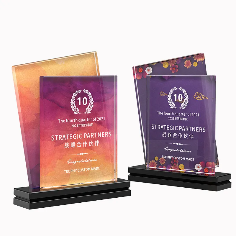 Toptan fabrika özel renk thed thed Trophy ödülü K9 boş kristal cam ucuz plaket ödül kazananlar hediyelik eşya için modern