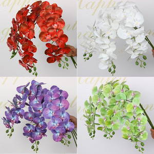 Fleur artificielle d'orchidée Phalaenopsis à 9 têtes en caoutchouc souple, branche unique, pour décoration de mariage, accessoires de photographie en extérieur, décoration intérieure - Product Image 3