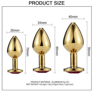 Jouets sexuels pour femmes, plug anal en cristal en forme de cœur doré, couleur personnalisée, bijou anal en métal - Product Image 2