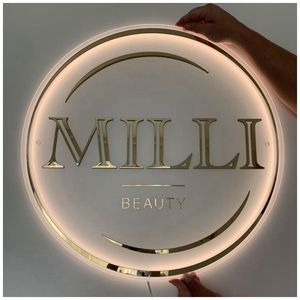 Altın Metal iş dükkanı 3d akrilik logo özel Led kanal mektup arkadan aydınlatmalı işaretler mağaza açık duvar reklam ışıklı işaret - Product Image 1