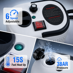Limpiador a Vapor Portátil de Alta Presión OEM ODM de 1500W y 3 Bares, Máquina de Limpieza Multiusos con 6 Niveles Ajustables para Hogar, Autos y Cocina - Product Image 4