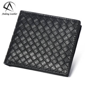 กระเป๋าสตางค์หนังวัวแท้ Andong ป้องกัน RFID สำหรับผู้ชาย ลายทอ กระเป๋าสตางค์ใบสั้น แฟชั่นวินเทจ รุ่น 380 - Product Image 1