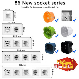 ปลั๊กไฟติดผนังมาตรฐานยุโรป 86 แบบ พร้อมพอร์ต USB แผงกระจกนิรภัย ติดตั้งแบบซ่อน มีหลายขนาด - Product Image 3