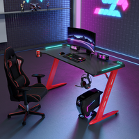 Yizhuo — bureau d'ordinateur en forme de Z, couleur noir ou rouge, Style de course, Pc de bureau, Gaming, lumière RGB, pour Gamer