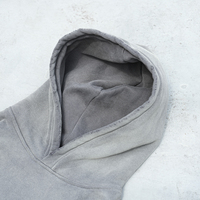 Sweat à Capuche Court et Lourd en Coton d'Automne 400 Gsm Essentiels Homme Logo Personnalisé Surdimensionné de Haute Qualité Délavé et Vieilli par Acide