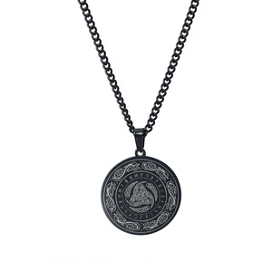 Kalung baja tahan karat Hip-Hop pria liontin simpul konsentris Irlandia Logo Rune Viking Skandinavia yang dipersonalisasi - Product Image 6
