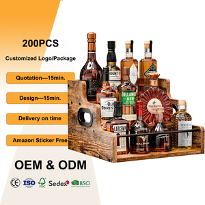 Estante de Madera Rústica de 3 Niveles para Botellas de Licor y Vino, Organizador de Jarabes para <span class=keywords><strong>Bar</strong></span> en Casa, Cafetería, Cocina, Mini <span class=keywords><strong>Bar</strong></span> - Product Image 1