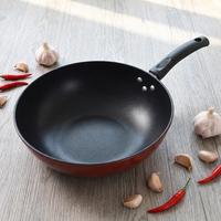 Poêles à frire antiadhésives personnalisables de 32 cm avec couvercle en verre et poignée en plastique pour cuisinière à gaz et plaque à induction