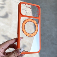 JOYPORODO B497 Étui rigide transparent antichoc en PC avec protection à 360° °   Support rotatif pour iPhone 16 17 Pro Max, coque de téléphone magnétique transparente