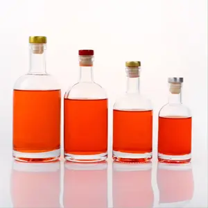 Garrafas de vidro vazias personalizadas para bebidas espirituosas a granel 700ml 750ml 1lwhisky vodka, tequila, rum e brandy
