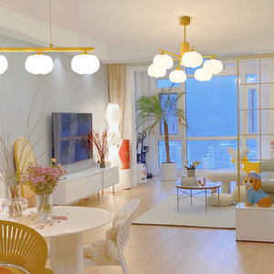 Lustre en <span class=keywords><strong>coton</strong></span> de style moderne minimaliste japonais Wabi-Sabi avec LED pour salon et salle à manger - Product Image 2