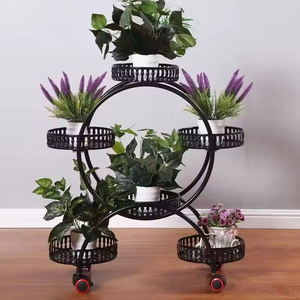 Support à fleurs circulaire multi-niveaux mobile, <span class=keywords><strong>en</strong></span> <span class=keywords><strong>métal</strong></span> résistant à la rouille, avec roulettes, trou <span class=keywords><strong>de</strong></span> drainage, écologique, pour la <span class=keywords><strong>décoration</strong></span> du <span class=keywords><strong>jardin</strong></span> et du balcon - Product Image 3