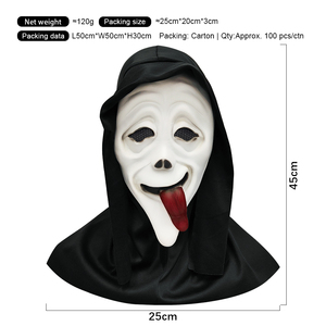 Máscara de Terror de Halloween con Diseño de Cara de Fantasma, Color Blanco, con Capucha Negra, Accesorio de Maquillaje para Fiestas - Product Image 3
