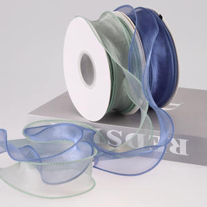 Vente en gros de ruban de fil de queue de poisson en polyester de 4.0cm emballage cadeau de fleur fabrication d'arc de ceinture - Product Image 2