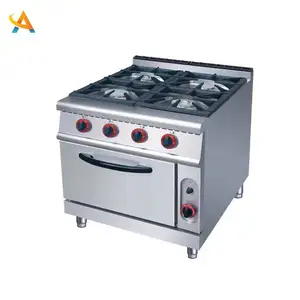 Equipamento de cozinha comercial Gama autônoma de aço inoxidável com forno a gás de 4 queimadores Queimador do fogão