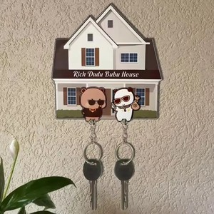 Nouveau <span class=keywords><strong>porte</strong></span>-clés mural en acrylique Panda Bubu et Dudu, breloque de sac à dos de dessin animé, pendentif <span class=keywords><strong>porte</strong></span>-clés, accessoire, cadeaux pour couple - Product Image 2