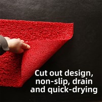 Premium 12mm Hohlflor-PVC-Teppiche ohne Rückenbeschichtung, Festliches Rot, Transparenter Rutschfester Teppich für Haushalt, Eingang und Foyer