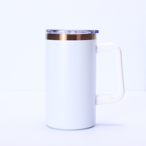 Tazza da Campeggio in Acciaio Inox a Doppia Parete da 20oz con Incisione Laser, Placcatura Oro Arcobaleno, Tumbler da Viaggio per Caffè con Manico - Product Image 3