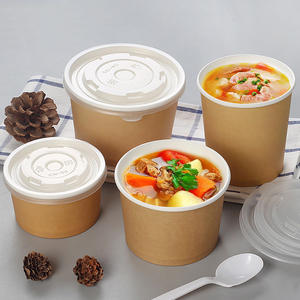 Emballage alimentaire à emporter jetable, tasse d'emballage de soupe en papier blanc avec couvercle - Product Image 6