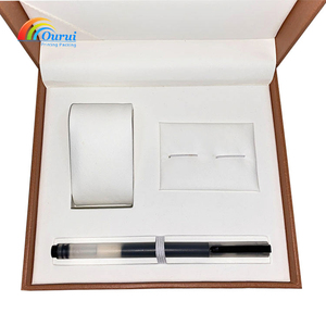 Coffret Cadeau Luxe en Cuir PU Marron Personnalisable avec Logo pour Montre, Stylo et Boutons de Manchette, Boîte à Rabat avec Insert en Cuir, Vente Directe Usine - Product Image 4