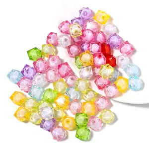 100 buah DIY lucu transparan dalam warna-warni akrilik manik-manik plastik untuk perhiasan membuat manik-manik dalam jumlah besar anak-anak manik-manik aksesoris rambut