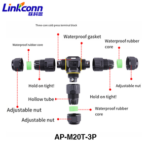 Conector Eléctrico en Forma de T con Abrazadera de Bayoneta de Tornillo M20 M25 de 90 Grados, Impermeable IP68, AP-M20T-3P - Product Image 1