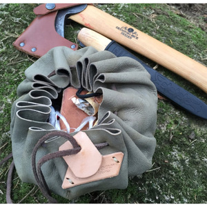 Wilderness survival kit, EDC <b>tool</b> bag, wallet, leather drawstring bag, <b>fire</b> starter bag, camping emergency kit - Product Image 5
