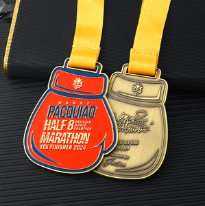 Vos propres médailles de sport personnalisées Gant de <span class=keywords><strong>boxe</strong></span> personnalisé en forme de médaille en laiton Finition en émail 10k Médailles de marathon pour souvenirs - Product Image 5