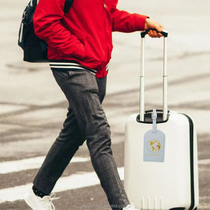 Etiqueta de equipaje de cuero PU de viaje personalizada, <span class=keywords><strong>identificador</strong></span> de etiqueta de <span class=keywords><strong>maleta</strong></span> con correa ajustable y cubierta de Protección de Privacidad - Product Image 5