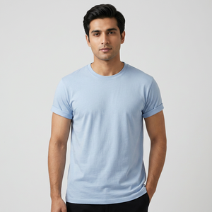 T-shirts formels pour hommes en 100 % coton peigné, personnalisés, à manches courtes, anti-boulochage et coupe ample - Product Image 1