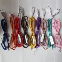 Prise européenne 2 broches AC 220V cordon d'alimentation en tissu avec interrupteur marche-arrêt fil électrique pour accessoires d'éclairage