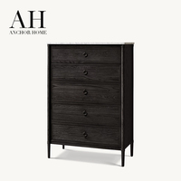 Coiffeuse moderne de luxe léger, ensemble de meubles de chambre minimalistes, commode de rangement en bois massif à 5 tiroirs pour salon