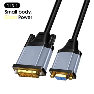 1080P 60HZ DVI 24 + 1 ke VGA Digital kabel Video DVI laki-laki ke VGA perempuan adaptor konverter dvi ke kabel vga