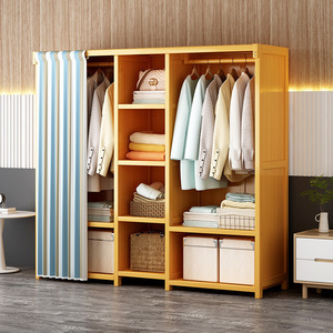 <span class=keywords><strong>Armoire</strong></span> autoportante moderne et simple en bambou pour chambre à coucher et chambre de location, rangement anti-poussière avec design robuste et durable - Product Image 1