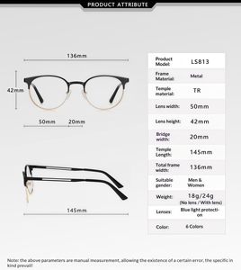 Fashionable Classic Retro TR90 Eyewear Anti-Blue Light Square Geometric Optical Glasses <strong>PC</strong> Lenses Lightweight Transparent Custom - Product Image 4
