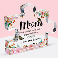 Sublimation personnalisée bloc de construction en acrylique blanc puzzle bloc logo plaque en acrylique décoration de table ornement à donner à maman