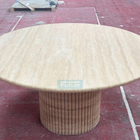 Meubles de luxe multi-styles personnalisés en usine table de salle à manger ronde en travertin naturel pour restaurants