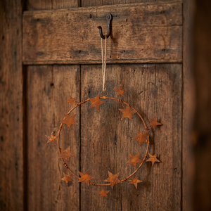 Corona de Estrella de Hierro Rústica Hecha a Mano, Adorno Navideño Circular Decorativo, Sin Iluminación, Paquete Individual - Product Image 2