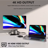 Carga rápida inalámbrica 6 en 1 divisor Usb C Hubs tipo C Pd 3,0 Adaptador 7 en 1 multipuerto para estación de acoplamiento de computadora portátil y teléfono