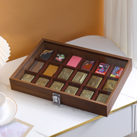 Boîte de présentation et de rangement en bois de noyer rectangulaire pour 18 briquets Zippo, idéale pour collection de briquets et chicha