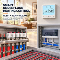 Système de contrôle de chauffage par le sol intelligent moderne AC502 + TL43 + AC9200, thermostat + actionneur électrique + centre de contrôle de câblage