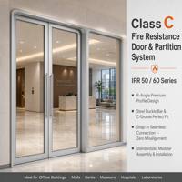 Porte de cloison en acier et verre ignifuge de classe C sur mesure, série 50/60, cloison modulaire intérieure pour bureaux commerciaux