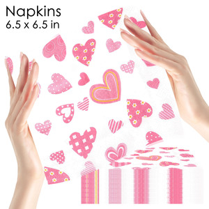 Servilletas de Papel Desechables con Diseño de Corazón Rosa <span class=keywords><strong>para</strong></span> Fiesta <span class=keywords><strong>Romántica</strong></span> de San Valentín, Colores Impresos Personalizados <span class=keywords><strong>para</strong></span> <span class=keywords><strong>Cena</strong></span> <span class=keywords><strong>en</strong></span> <span class=keywords><strong>Hotel</strong></span> - Product Image 3