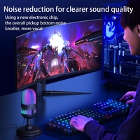 Micrófono de condensador de escritorio USB para juegos de PC Soporte de grabación RGB para Podcasts TikTok Live K Song Comunicación por cable