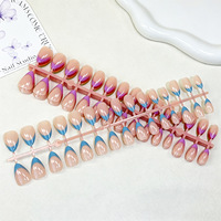 Offre Spéciale – 30 faux ongles courts en acrylique, effet œil de chat, forme amande, style français, haute qualité, pour nail art, vente en gros, couverture complète
