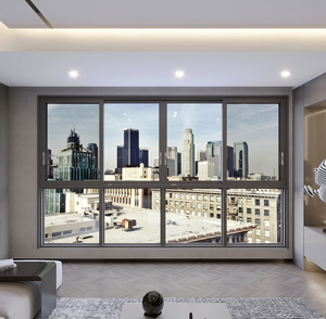 Biệt thự cửa sổ trượt thoát nước vô hình nhà cách âm đôi kính rèm cửa chớp nhiệt phá vỡ cửa sổ trượt nhôm - Product Image 6