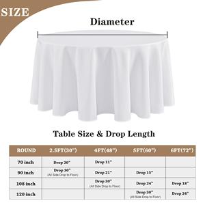 <span class=keywords><strong>Mantel</strong></span> Redondo Tejido 100% Poliéster Ecológico <span class=keywords><strong>Antimanchas</strong></span> y Antiarrugas para Mesa de Comedor, Cocina, Fiestas y Bodas - Product Image 3