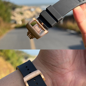 Montre mécanique de luxe haut de gamme pour homme, étanche, style affaires, bracelet en silicone brillant, fermoir caché, cadran à aiguilles - Product Image 3